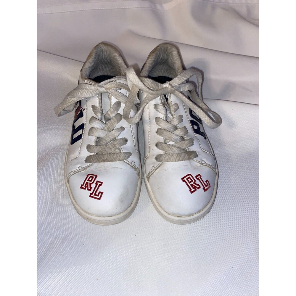 Ralph Lauren Polo White Leather Youth Tennis Shoes Size 1